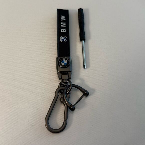 BMW Keyfob Keychain in Black Leather NWT - Picture 2 of 4